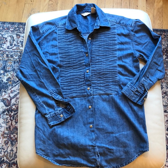 J. Jill Tops - J. Jill blue denim tuxedo shirt
